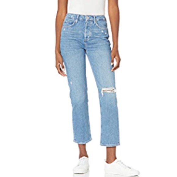 PAIGE Denim - Paige Sarah Straight Ankle Distressed  High Rise Button Fly Jeans Sz 28